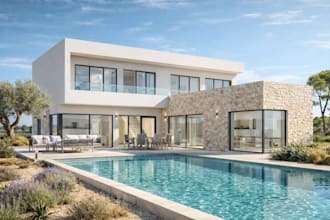3d mediterranean house,duplex villa design,open plan interior,d5 bedroom render
