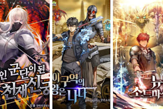 do anime manga cover, webtoon cover art for webnovel, light novel, comic book