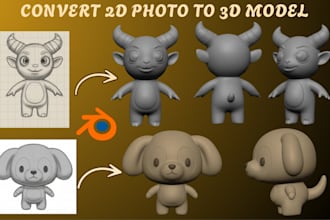 convert 2d image to 3d stl model stylized character art toy for 3d printing