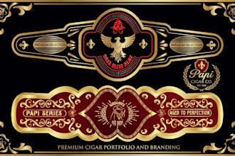 do cigar label, cigar logo, cigar band and cigar box design for you