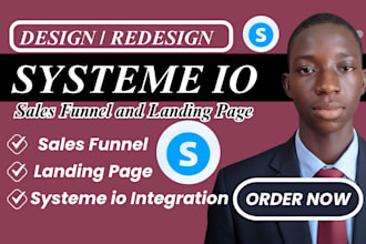 setup systeme io sales funnel automation, systeme io website landing page