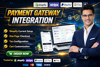 do shopify current setup,one page checkout,tax configuration, cart customization