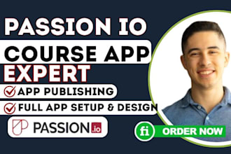 passion io mobile app o site setup, build online course website, use passion io