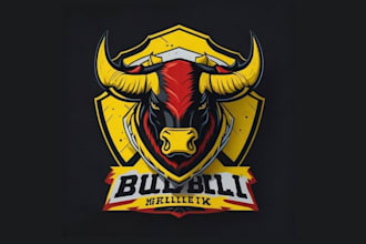 design high quality bull mascot logo with t shirt design