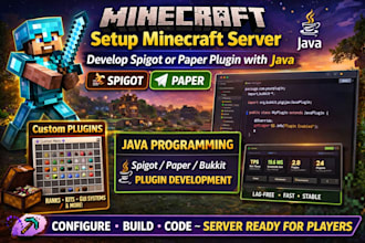 setup minecraft server, spigot or paper plugin, java programming
