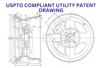 create uspto compliant utility drawing patent drawing for product design