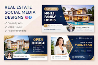 design real estate social media posts and property ads realtors branding