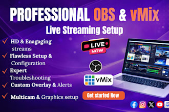 setup obs, vmix live streaming, overlays, and streaming configuration