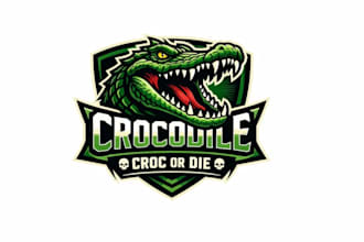 design high quality crocodile mascot logo with t shirt design