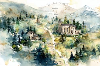do custom watercolor wedding map