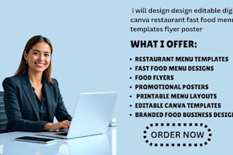 design editable digital canva restaurant fast food menu templates flyer poster