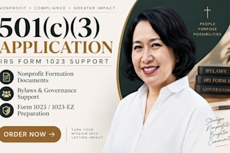 prepare your 501c3 nonprofit application, bylaws and irs form 1023 1023ez filing