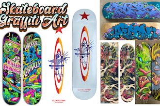 custom skateboard deck design graffiti streetwear edgy skull illustration art