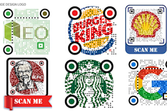 design scannable business qr code for restaurant menu, real estate in 1hour