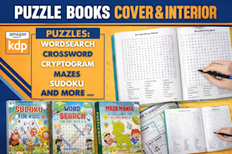 design puzzle coloring book journal and notebook for KDP