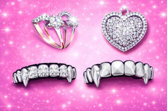 3d grillz design death metal logo with texture and chrome effect jewelry cad