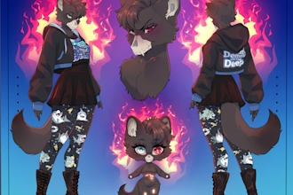 draw a professional furry anthro character reference sheet