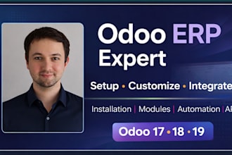 install, setup, customize odoo module, integrate and implement erp solutions