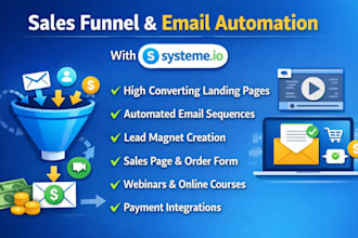 setup sales funnel with email automation in system io landing page expert