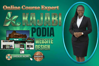 kajabi or podia website, online course and sales funnel kajabi course design
