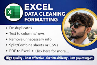 clean, format, merge, split excel data