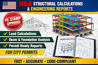 usa tx structural calculations and stamped engineering reports for city permit