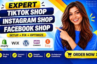 set up tiktok shop, facebook shop, instagram shop fix meta pixel, shopify