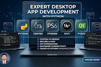 build python gui desktop software using pyqt, pyside6, tkinter