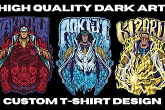 do detailed dark art illustration for metal band t shirt or merchandise design