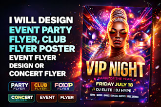 design event party flyer, club flyer poster event  flyer design or concert flyer