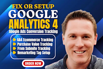 setup google analytics 4, ga4 ecommerce tracking, ads conversion tracking by GTM
