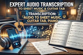 transcribe audio to sheet music guitar tab piano transcription lead sheet