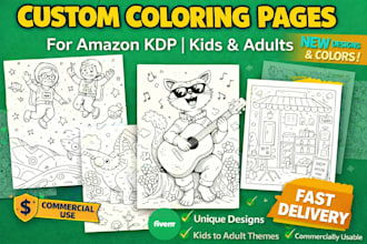create custom coloring pages for amazon KDP kids and adults