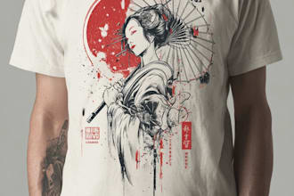 do a japanese t shirt illustration
