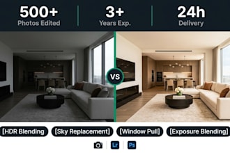 do professional real estate photo editing hdr, flambient