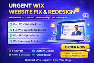 do urgent wix website fix, revamp wix, wix redesign, wix seo and wix harmony ai