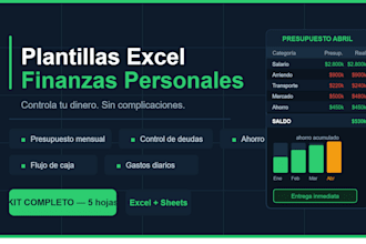 crearé plantillas profesionales en excel para finanzas y negocios