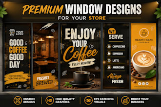 design creative shopfront, storefront panel, window decals and wall wraps