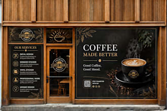 design eye catching shopfront signage for coffee shops, stores, salons and cafes