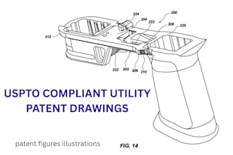 create uspto compliant utility patent drawings and  patent figures illustrations