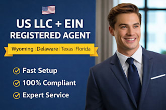 form your US llc in wyoming, delaware, nm, tx, fl with ein and registered agent