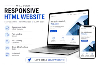 design a stunning HTML landing page or HTML static website