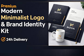 design modern minimalist logo and complete brand identity with branding kit
