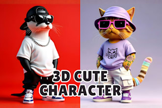 design 3d cute cartoon character modeling for mascot, animation, game in blender