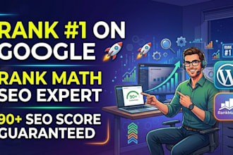 set up rank math SEO with 90 score and full on page optimization