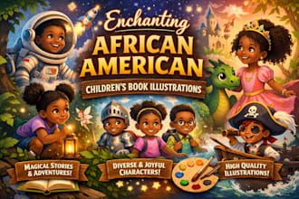 create beautiful african american childrens book illustrations, illustration