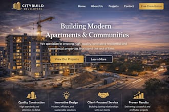 build squarespace construction website apartment property development website