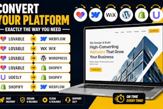 convert lovable to wix, wordpress, lovable to web app, udesly webflow to shopify