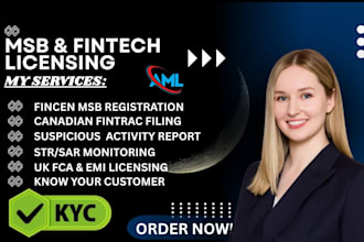 register US msb, fincen, fintrac, fca or emi license with full aml compliance