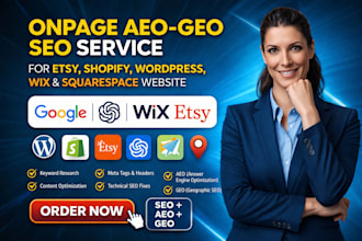 do onpage aeo geo seo service for etsy shopify wordpress wix squarespace website